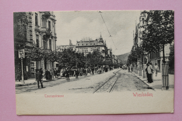 Ansichtskarte AK Wiesbaden 1911 Taunusstrasse Straße Tram Gleis Gebäude Architektur Ortsansicht Hessen